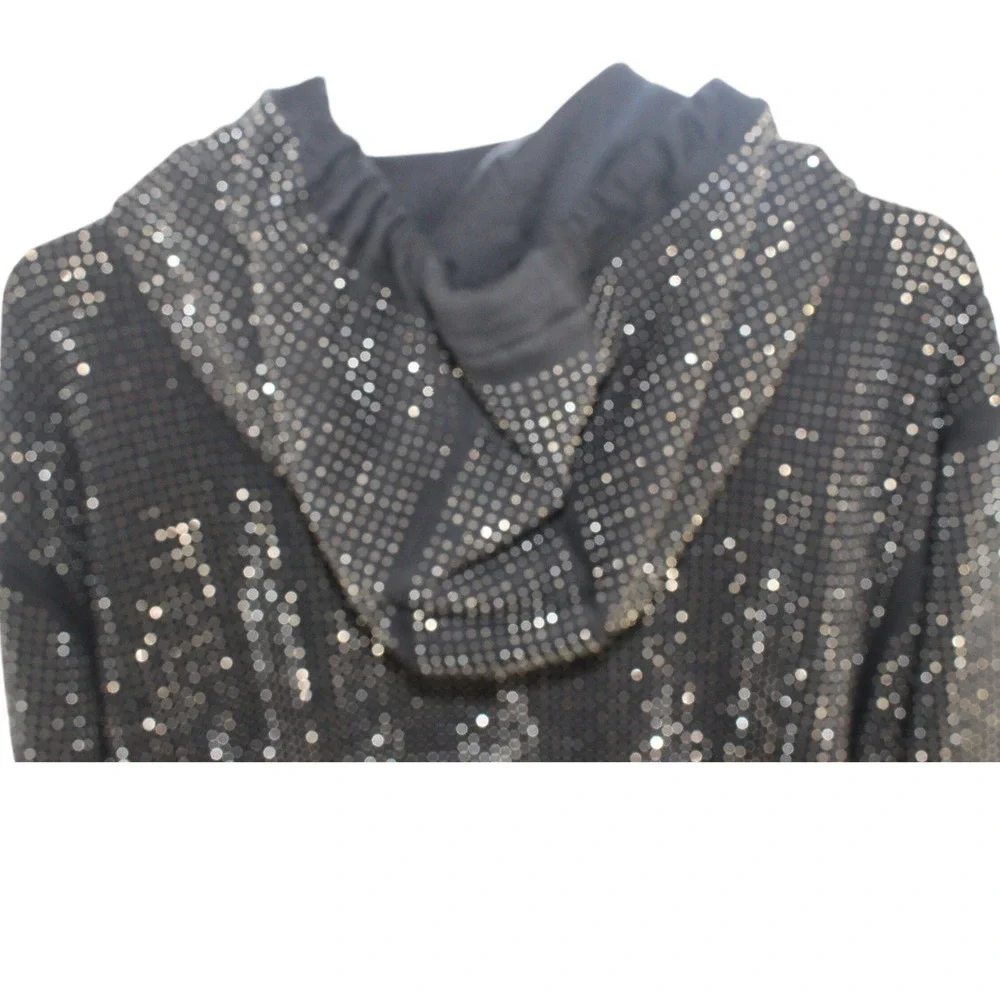 True Religion Hoodie Rhinestone Studded Pullover 2XL Black - Picture 3 of 8